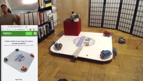 RoboDuels. Real Robots. Real Destruction. 99 cents to play. $3 prize. Next game Wed at 7PM. 