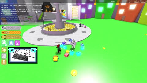 Playing Pet Simulator, doing giveaways and still hunting for rainbow electric or huge.