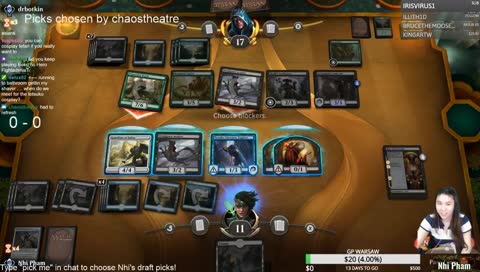 Nhi Pham - Lady letting her viewers choose her draft picks?!?! Type "pick me" in chat if you want to too :O