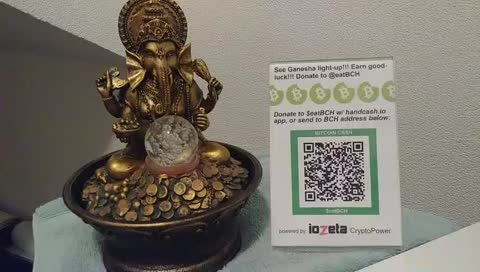 eatBCH good luck Ganesha Bitcoin fountain 