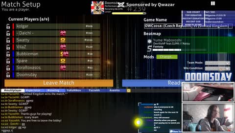 Doomsday || OWC2018 Match vs Czech Republic at 14:00 UTC! (T4T Match vs laptop player at 17:00 UTC