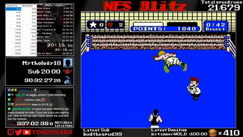 NES Blitz | Game #22 & #23 | Mike Tyson's Punch-Out!! | Goal: Sub 20:00 !NESBlitz !Blitzgoal !last