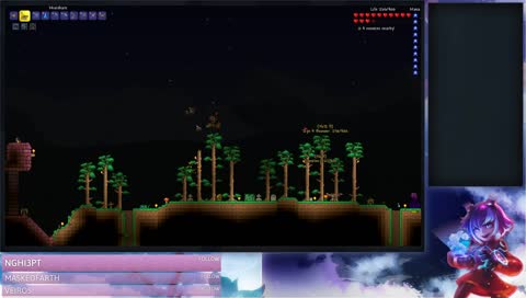 Terreria stream test, i need to read book and do more homework but also i need to kill skelo-richie