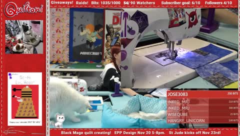 Black Mage quilt creating! EPP Design Nov 20 5-8pm St Jude kicks off Nov 23rd.