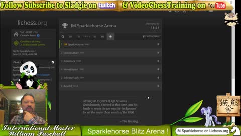 Sladgie Tuesday Arena Blitz 4:30 EDT lichess.org