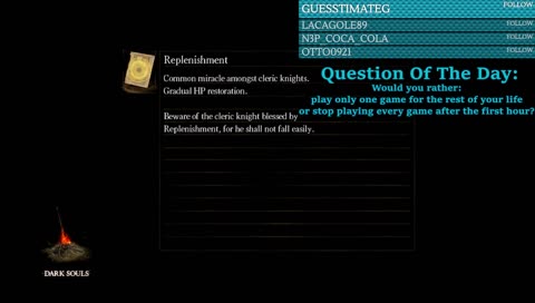 [Blind Run] Dork Souls Adventure - New commands: !next !uptime !progress