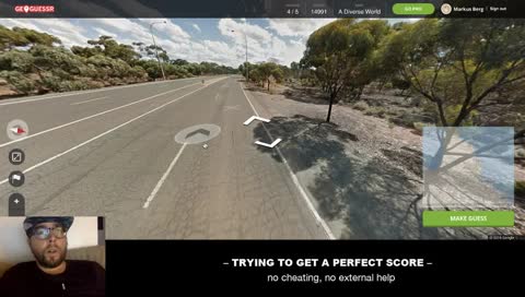 I'm amazing at this.
Getting a perfect score in Geoguessr. Now playing A Diverse World.
