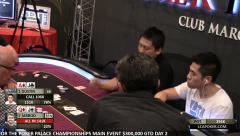 Live at Club Marconi for the Poker Palace Championships Main Event $300,000 GTD Flight 1C