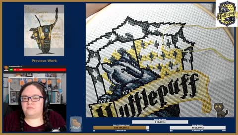 Working on cross stitching the Hufflepuff crest!! | !spoop | #BSo7