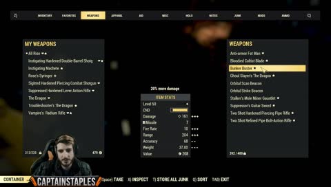 [Lvl 77+] ►Loving Fallout 76!◄ | !discord |  Twitter: CaptainStaples