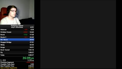 [GER/ENG] Pokémon Yellow Any% Glitchless Sub 2:05 Attempts