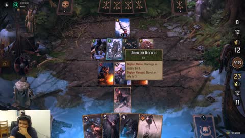Playing rounds of gwent while testing out new computer