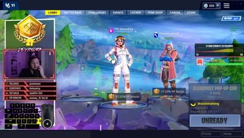 Late Alchemist Pop Up Cup! Getting a win with every skin I own! 24 Hour Stream at 150 Followers! 