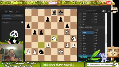 IM Sladgie Thursday Subscriber Game Analysis ! lichess.org