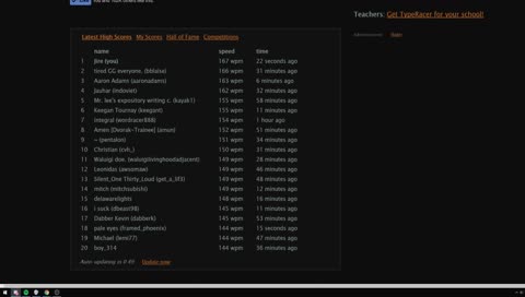 Typeracer. I'm not very good