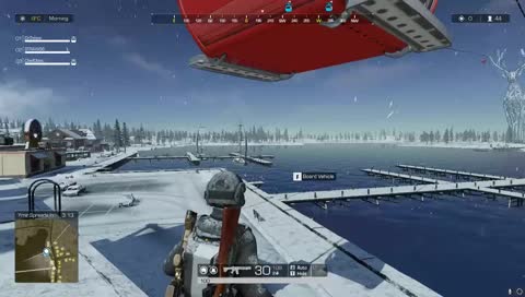 Shooting his teammates down the Sky Lift