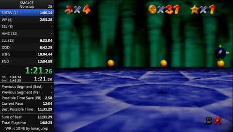 SM64 Non-stop 16 star WR attempt | PB 12:11 (i don't reply to chat during runs)