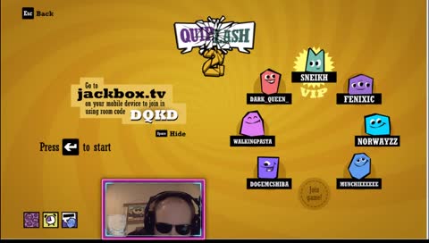 Trickle in, doors are wide open. Jackbox Partypack (with viewers)