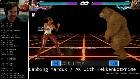 TekkenBot Lab - vs. 'Duk/AK - Now w/ Follow Notification!