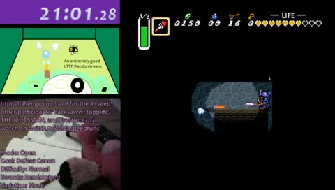 twitch.tv/zeldaspeedruns <- go there for the challenge cup #1 seed race! mic off, chat off/emote-only. feenS