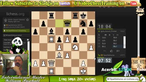 IM Sladgie simul Sunday 4:30 pm ET 20+ players lichess.org