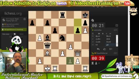 IM Sladgie Monday 12 noon ET blitz and rapid challenges lichess.org