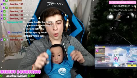 Fortnite with my Fake Mechanical Baby, her names linda