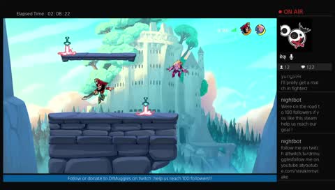 (ps4) open lobby Brawlhalla live road to 100 followers!!!