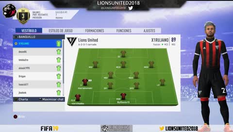  ENTRENAMIENTO OFICIAL DE CLUBES PRO FIFA 19 representando @LIONSUNITED2018