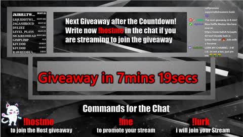 Host-Giveaways every 15min 24/7 join with !hostme - Self promotion allowed L4L
