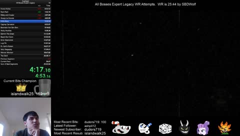 Speedrun, All Bosses Expert (Legacy) WR Attempts, WR is 25:44 by SBDWolf.