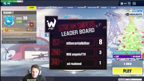 Stream Snipes Tonight! Use !snipes to join.