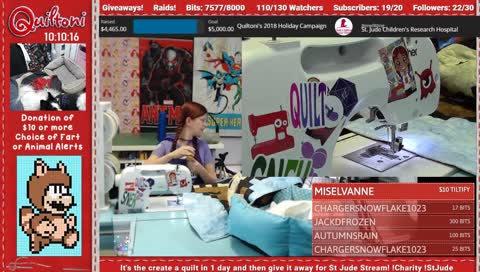 !StJude !charity It's the create a quilt in 1 day and then give it away for St Jude stream!