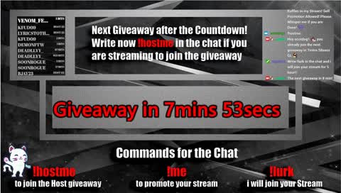 Host-Giveaways every 15min 24/7 join with !hostme - Self promotion allowed L4L - !loots