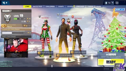 Fortnite with Friends...Dual PC Setup...!graphics in the chat...!commands for new commands.