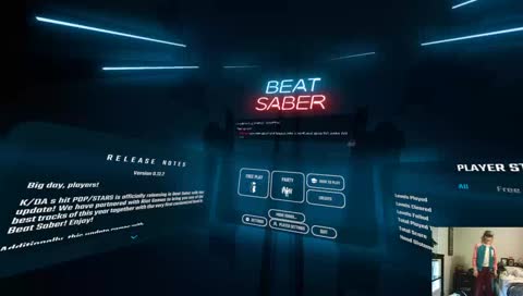 Lagging and hitting every object in my room with invisible glowy swords.