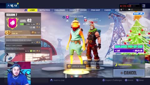 Fortnite Battle Royale Solos Duos and Squads._. Lets Chat and Play :D