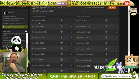 IM Will Sunday simul 4:30 pm ET 20-25 players lichess.org