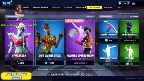 LOJA DE ITENS AO VIVO ( fortnite item shop live ) | Instagram: @gabrielxpao
