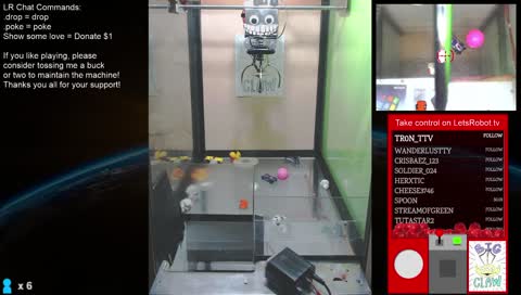 Control a Live claw machine over the internet, 24/7!