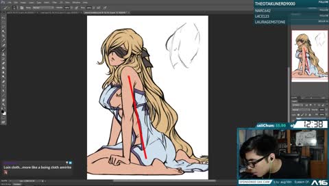 JP/EN] (!sr on) Drawing Illustration of Sword Maiden from Goblin Slayer, prob doing a 24hr stream and dying in the process