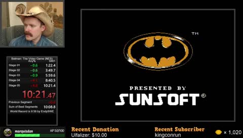 Batman practice (one full run each hour)