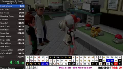 Any% Let's Go Sub 3:22 attempts!/Possible Endgame glitch?? Still Sick - No Mic.
