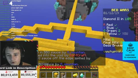 Minecraft bed wars with mate you can join if you want to (sub to Pewdiepie)