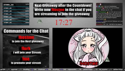 ๐ฅHost-Giveaways every 20min 24/7๐ฅ Join with !hostme ๐ Self promotion allowed โ
โญ19/20 Subs! โญ ๐ -> Free Prime Sub <- ๐