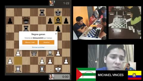 Match EcuadorLiveChess.
Michae Vinces vs Samantha Jaramillo
jerryfly estรก comentando en Vivo