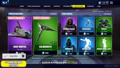 LOJA DE ITENS AO VIVO ( fortnite item shop live ) | !comandos | Tag de Criador: GabrielGF