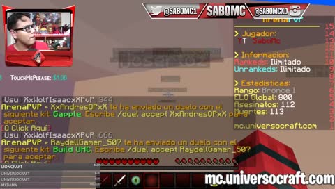 JUGANDO CON SUBS EN 2.0!! MINECRAFT 1.8 NO PREMIUM😱