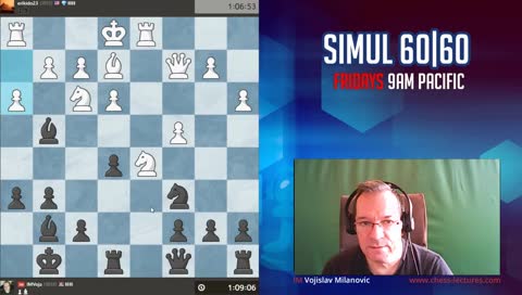 IM voja playing a simul on www.chess.com
