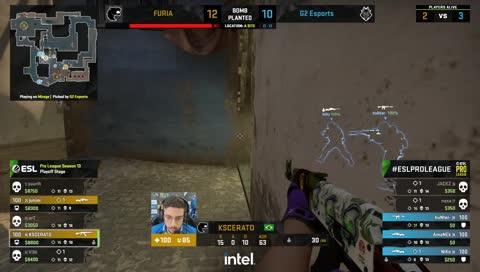 KScerato elimina dois jogadores e impede retake no 2x3 pelo bombsite A (Mirage) | DRAFT5.gg